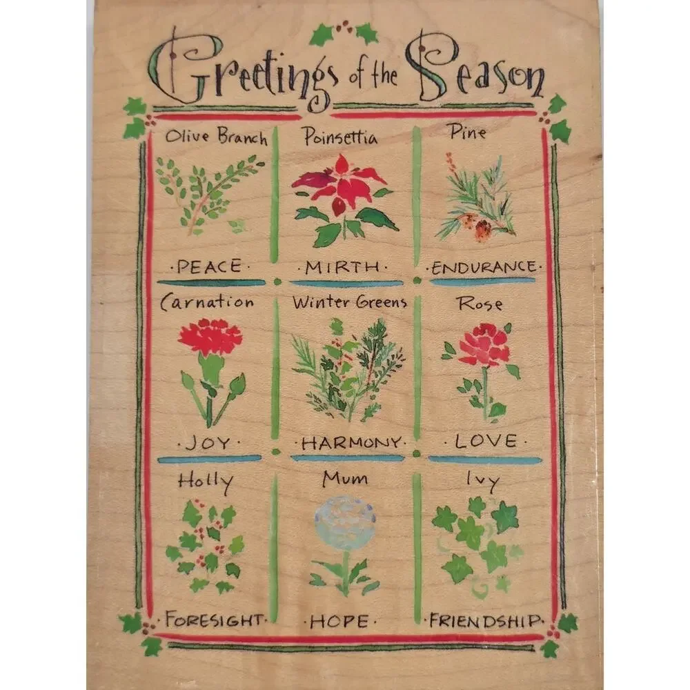 Wood Block Large Rubber Christmas Stamp Inkadinkado Greetings of the Season